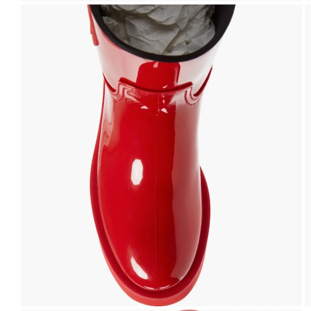 NIB $495 Moncler Ginette Logo Waterproof Rain Boot (Women) 7US / 37EU, RED!